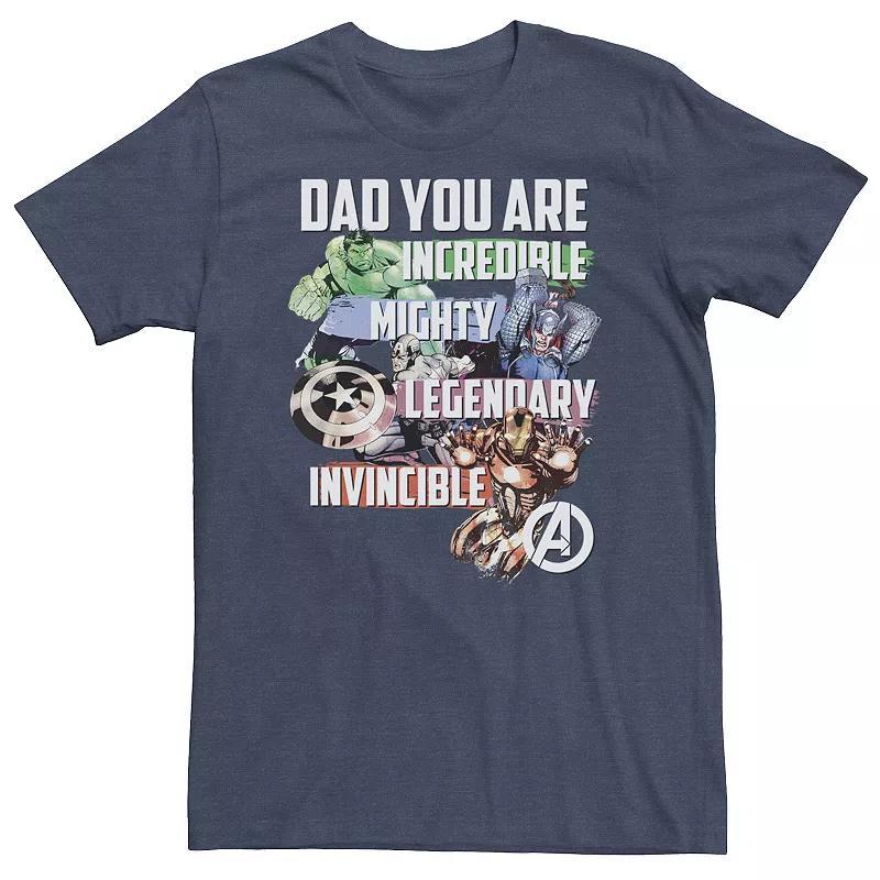 Big & Tall Marvel Avengers Dad You Are Incredible Tee, Mens Navy Grey Product Image