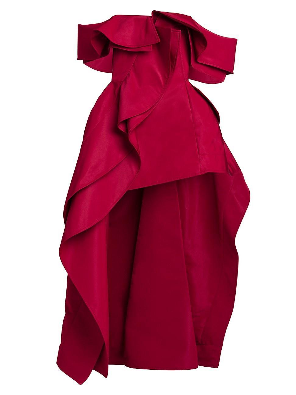 Alexander McQueen Sculptural Off the Shoulder Drape High-Low Gown Product Image