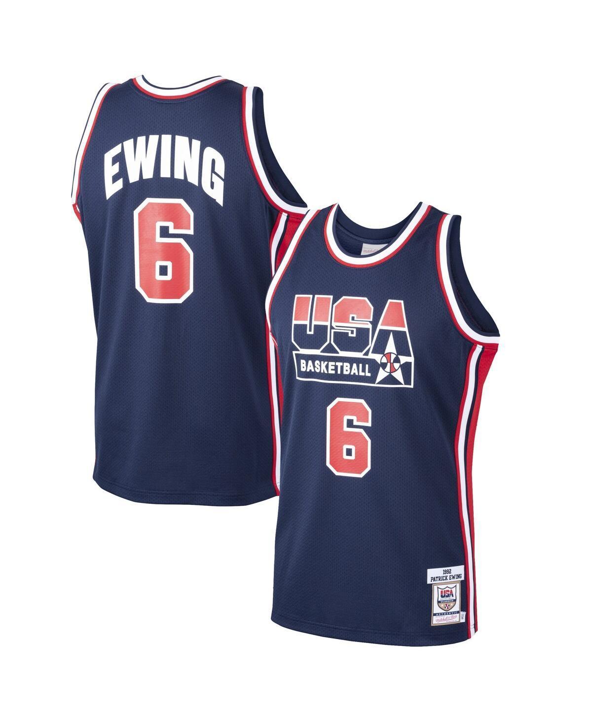 Mens Mitchell & Ness Patrick Ewing USA Basketball Home 1992 Dream Team Authentic Jersey Blue Product Image