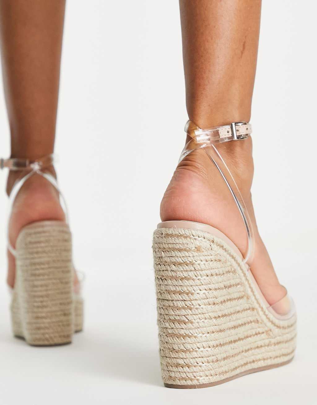 ASOS DESIGN Tasha espadrille wedges in clear Product Image