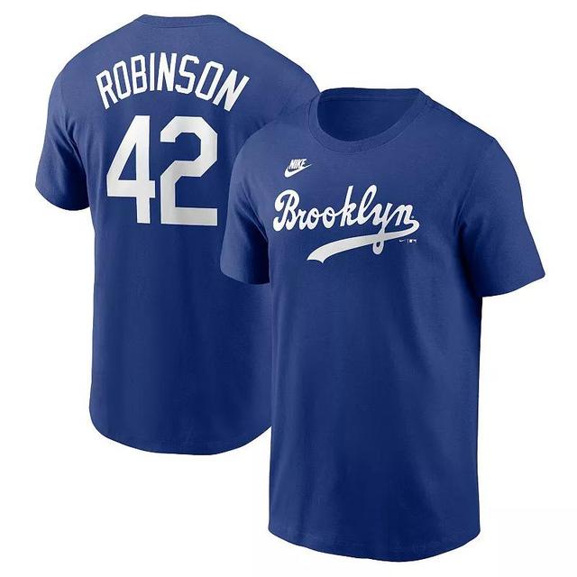 Nike Mens Jackie Robinson Royal Brooklyn Dodgers Cooperstown Collection Fuse Name Number T-Shirt Product Image