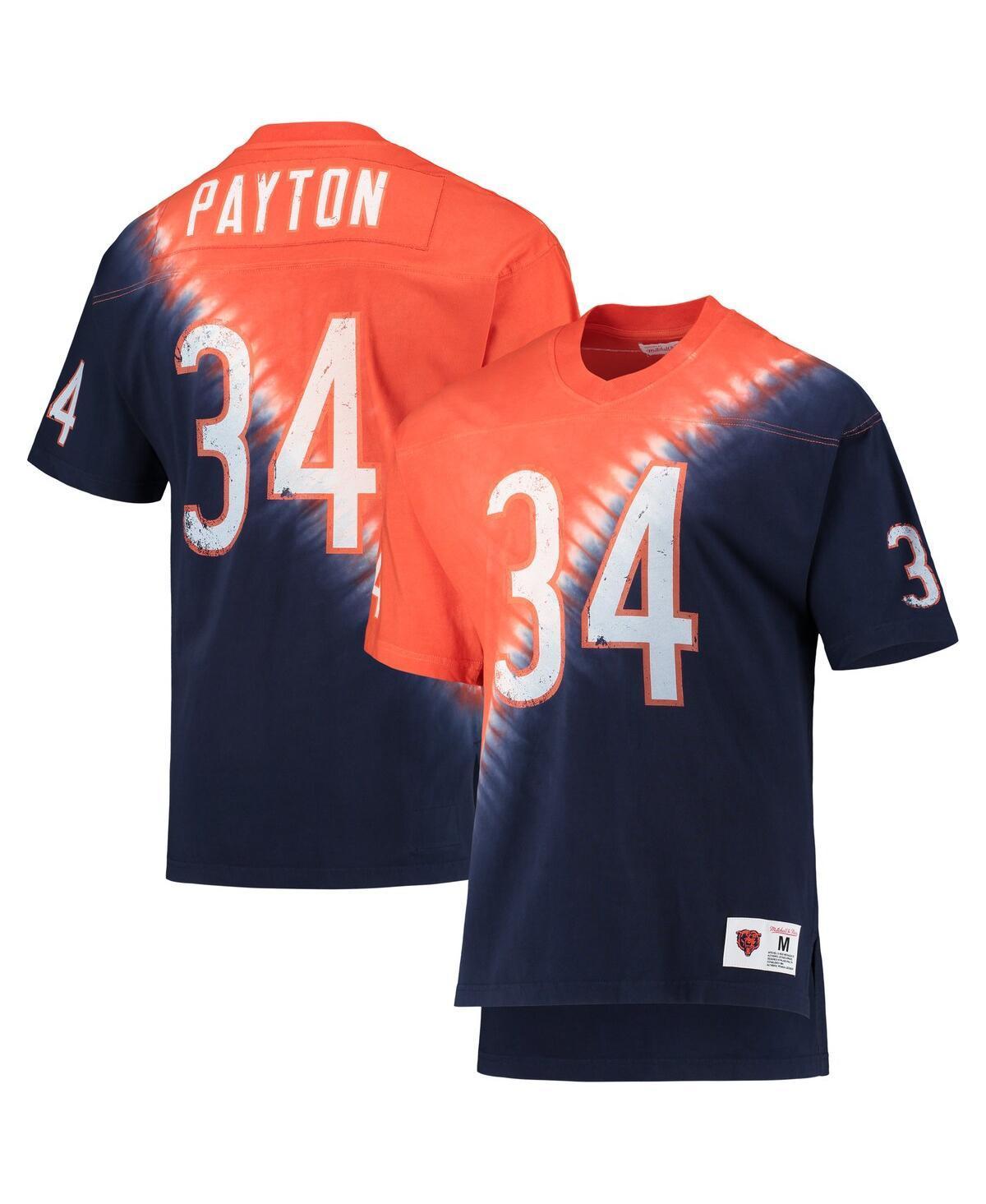 Mens Mitchell & Ness Walter Payton /Navy Chicago Bears Retired Player Name & Number Diagonal Tie-Dye V-Neck T-Shirt Product Image