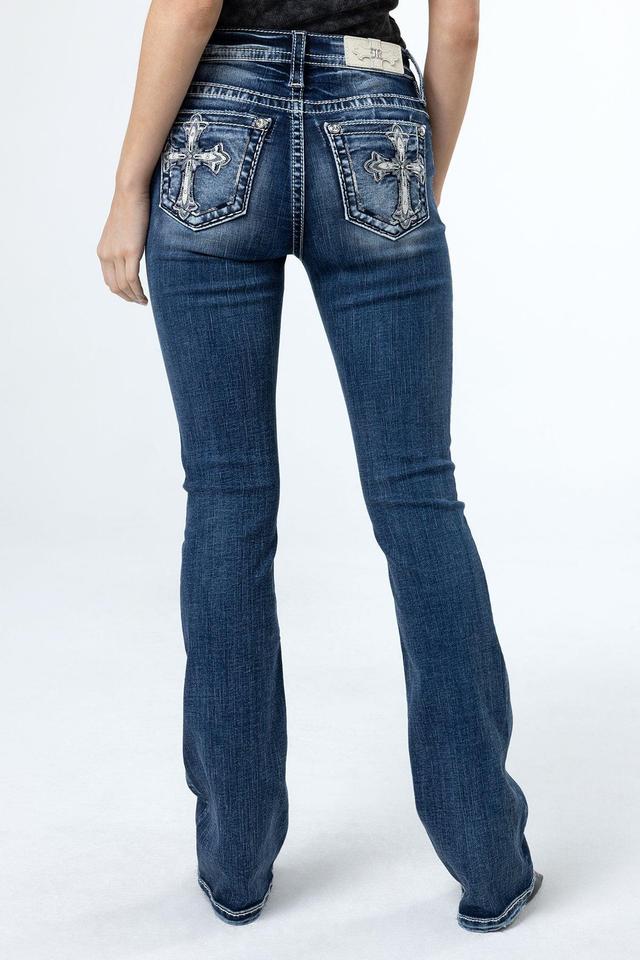 Scalloped Edge Cross Bootcut Jeans Product Image