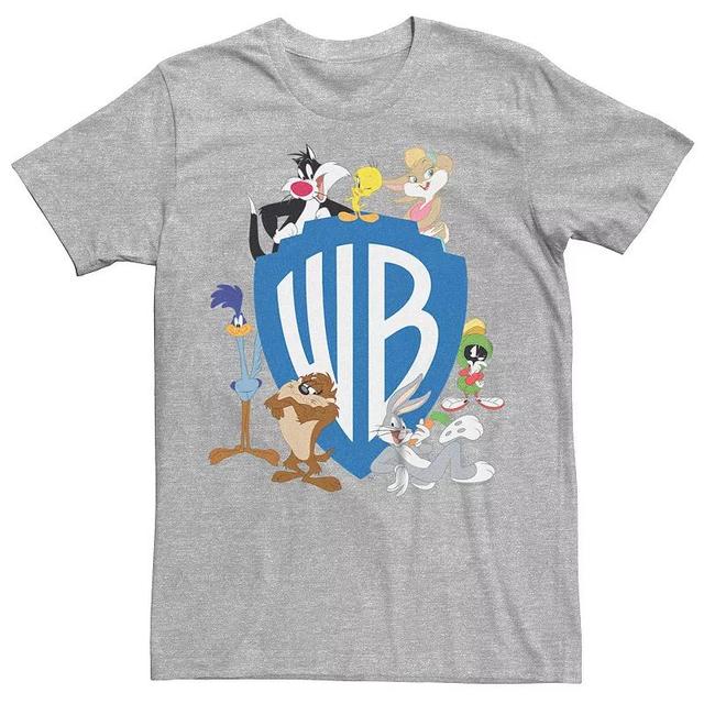 Mens Looney Tunes Characters With Warner Bros Logo Graphic Tee Athletic Grey Product Image