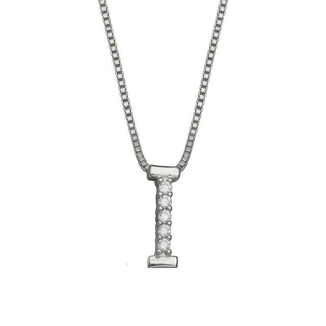 PRIMROSE Sterling Silver Cubic Zirconia Initial Pendant Necklace, Womens Silver Tone B Product Image