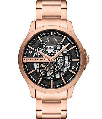 Armani Exchange Mens Hampton Automatic Rose Gold Tone Stainless Steel Bracelet Watch Product Image