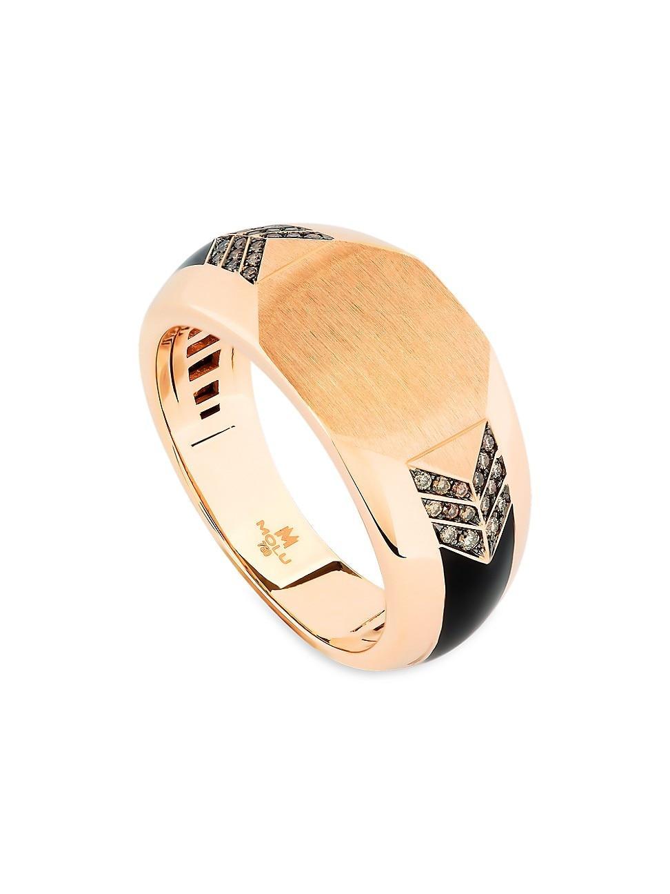 Mens Guard Of Men 18K Rose Gold, Enamel & 0.15 TCW Diamond Ring Product Image