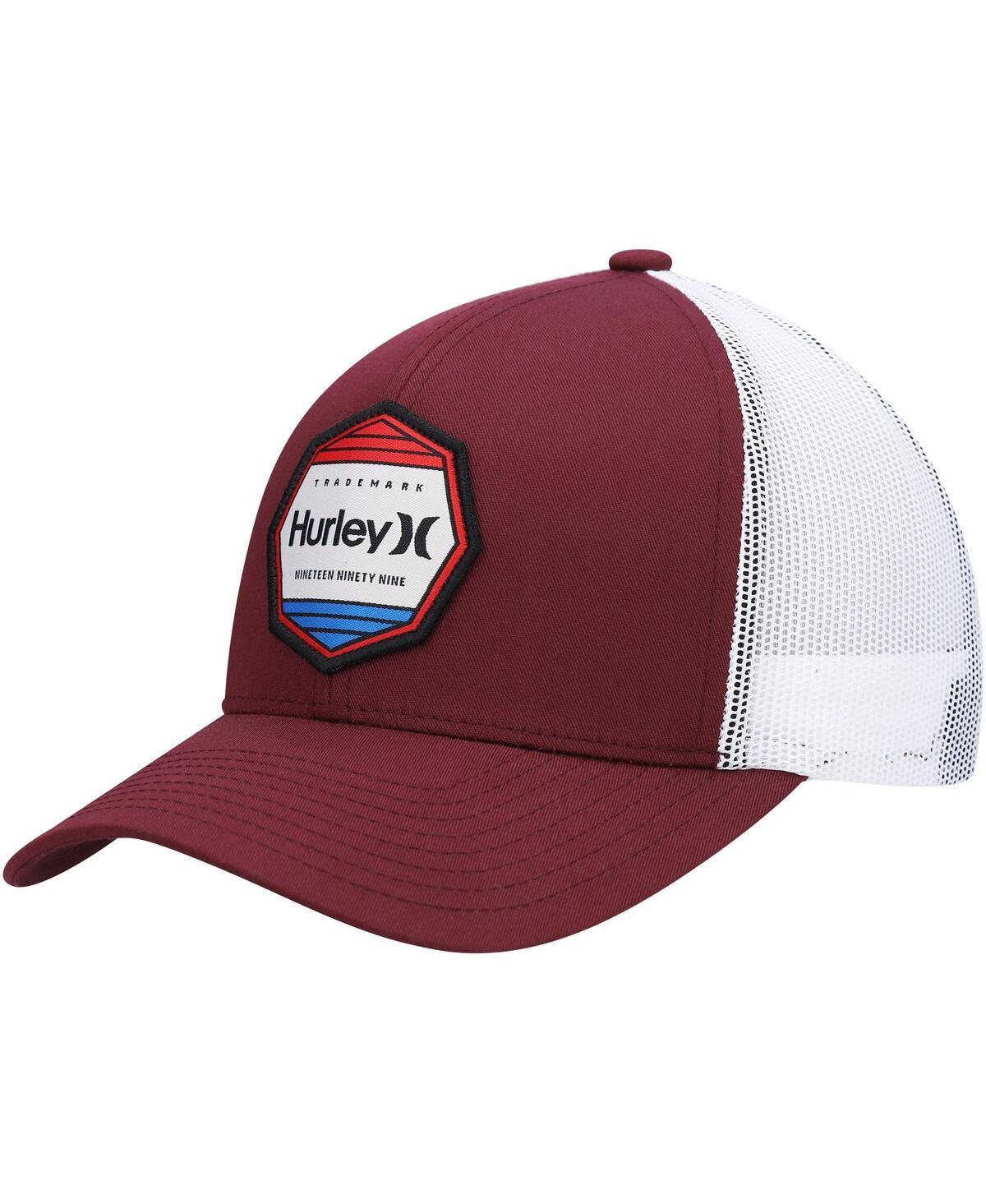 Mens Hurley Burgundy Pacific Patch Trucker Snapback Hat - Burgundy Product Image