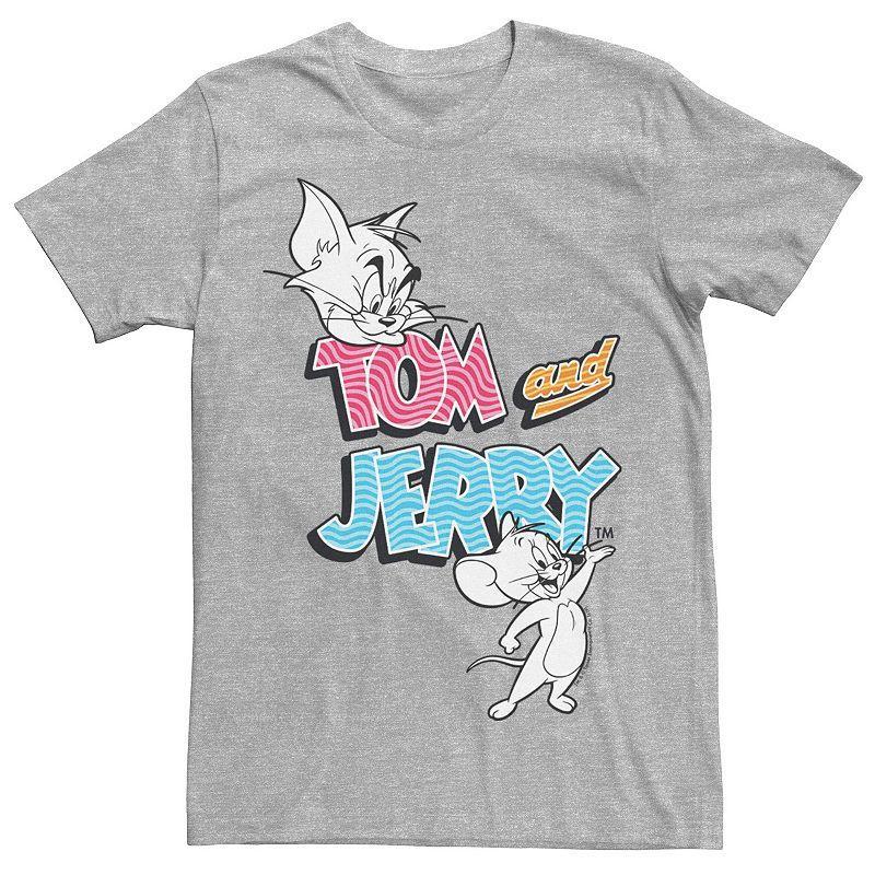 Mens Tom And Jerry Colorful Logo Sketch Tee Athletic Grey Product Image