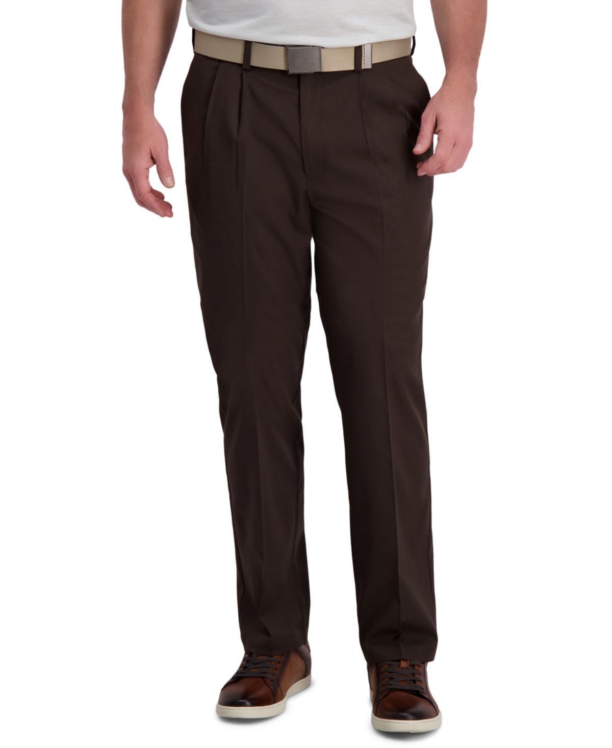 Mens Haggar Cool Right Performance Flex Classic-Fit Pleated Pants Product Image