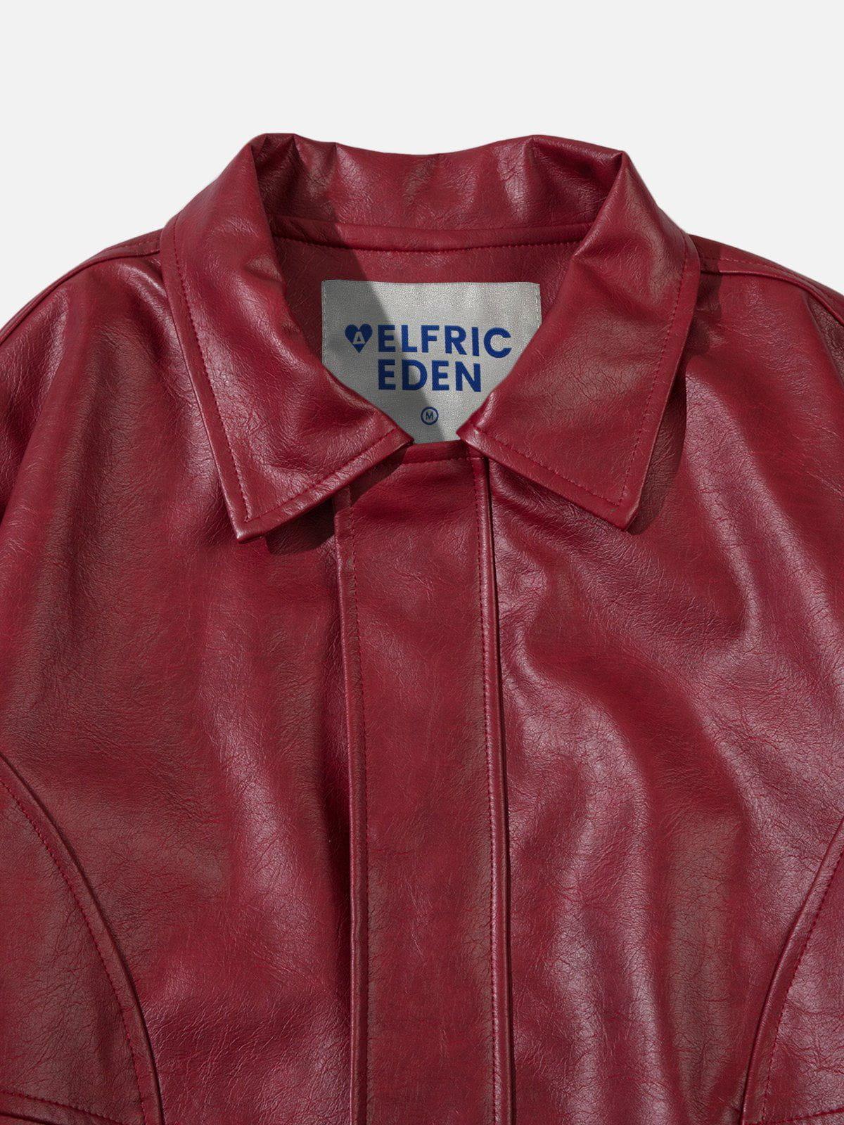 Aelfric Eden Vintage Burgundy Essential Faux Leather Jacket Product Image