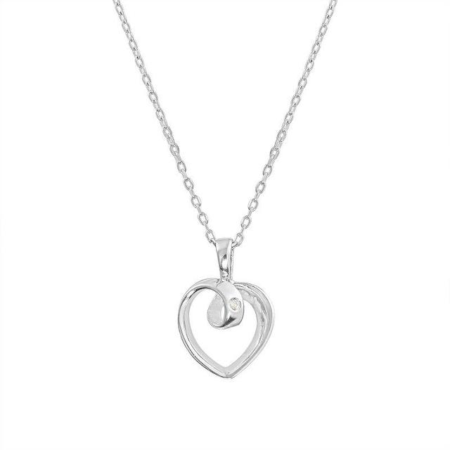 Main and Sterling Sterling Silver Diamond Accent Heart Pendant Necklace, Womens Silver Tone Product Image