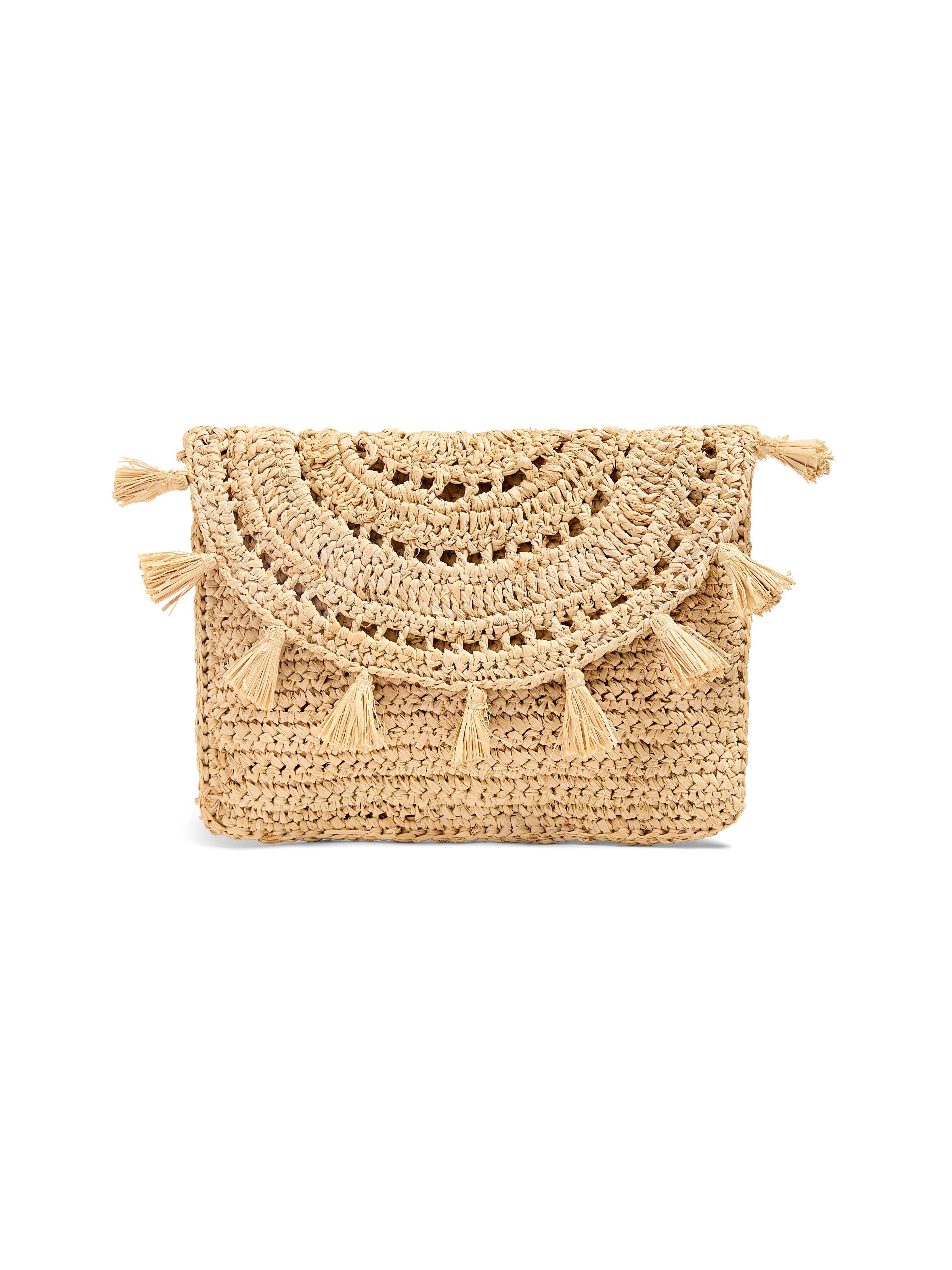 Raffia Tassel Clutch - Natural Female Product Image