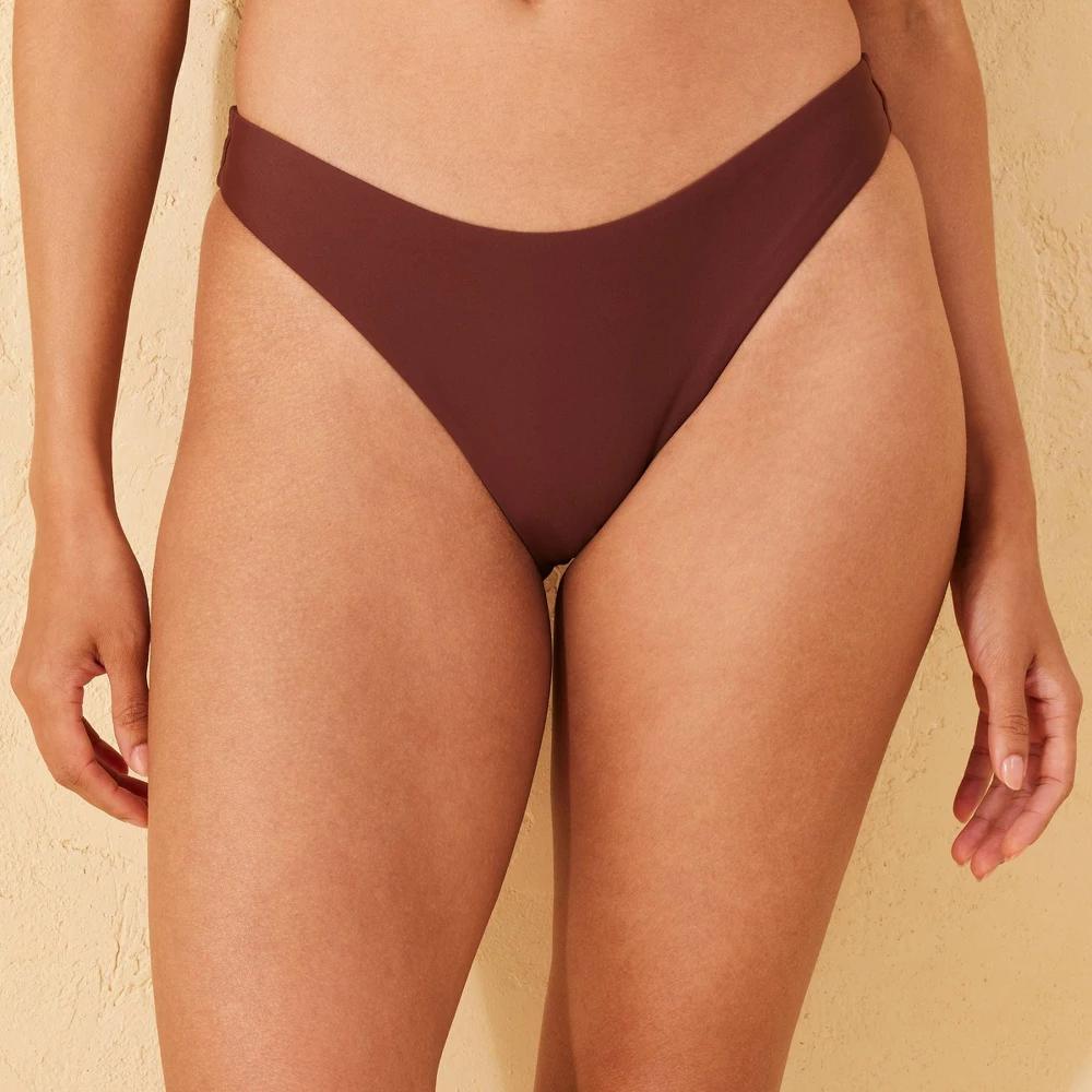 Womens Scoop Front Low-Rise Extra High Leg Cheeky Bikini Bottom - Shade & Shore Brown M Product Image