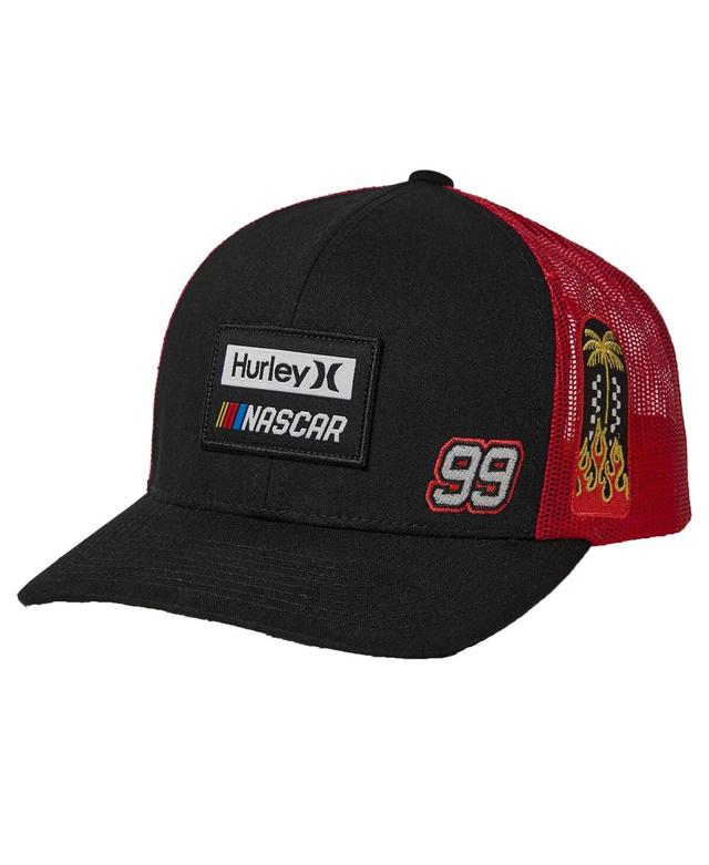 Mens Hurley Black/Red NASCAR Trucker Snapback Hat Product Image