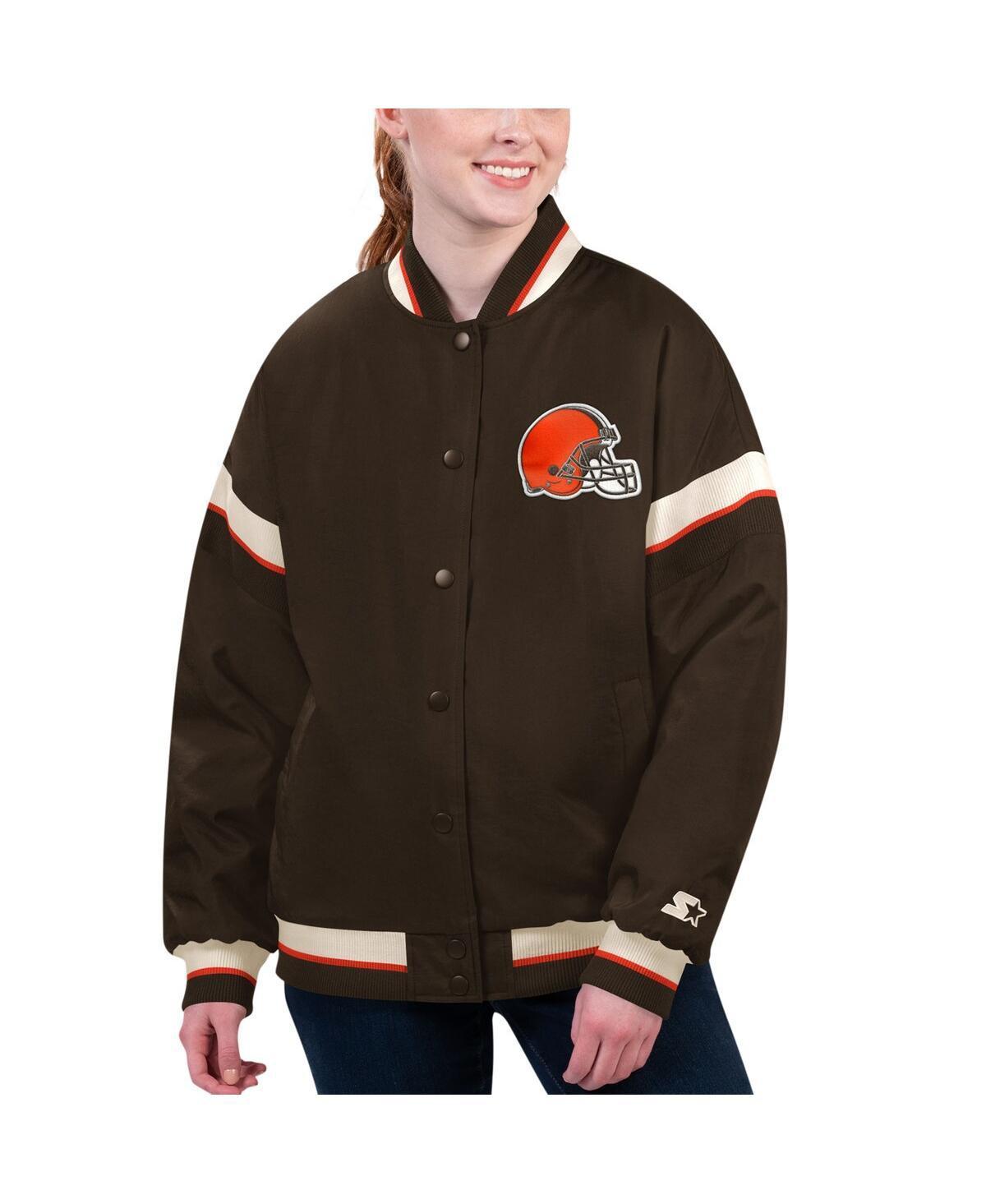 Womens Starter Brown Cleveland Browns Tournament Full-Snap Varsity Jacket Product Image