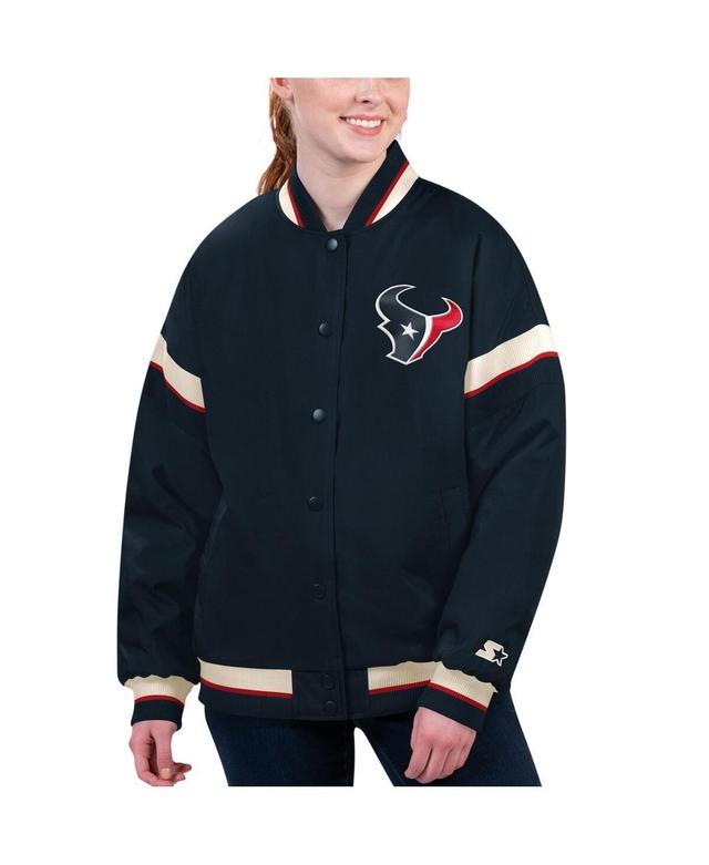 Womens Starter Black Carolina Panthers Tournament Full-Snap Varsity Jacket Product Image