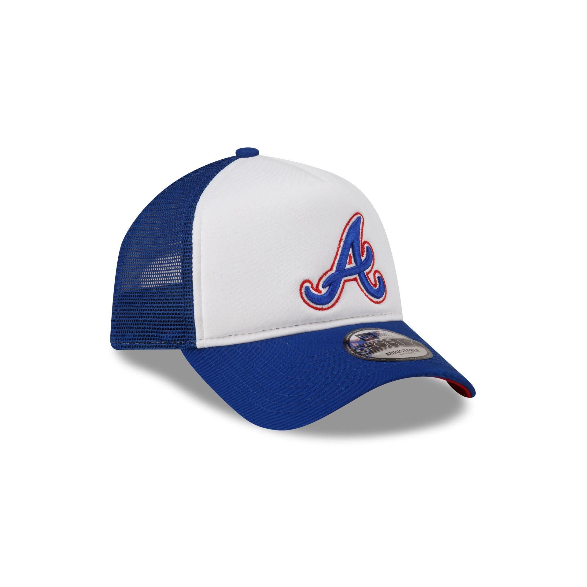 Atlanta Braves White Crown 9FORTY A-Frame Trucker Hat Male Product Image