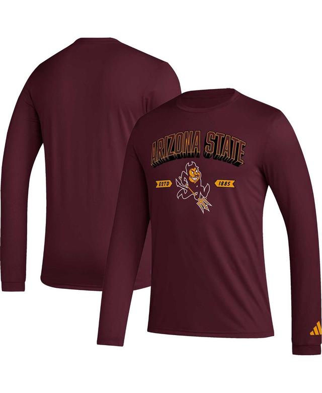 Mens adidas Maroon Arizona State Sun Devils Mighty Mascot Pregame Long Sleeve T-Shirt Product Image