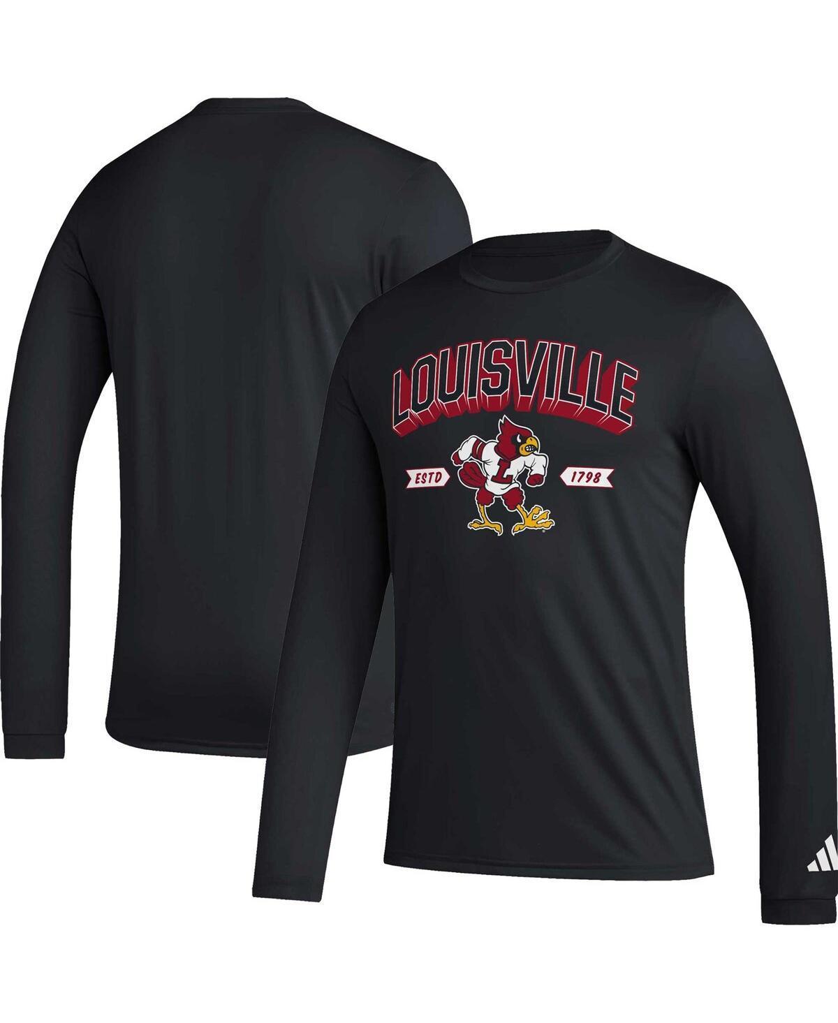 Mens adidas Black Louisville Cardinals Mighty Mascot Pregame Long Sleeve T-shirt Product Image