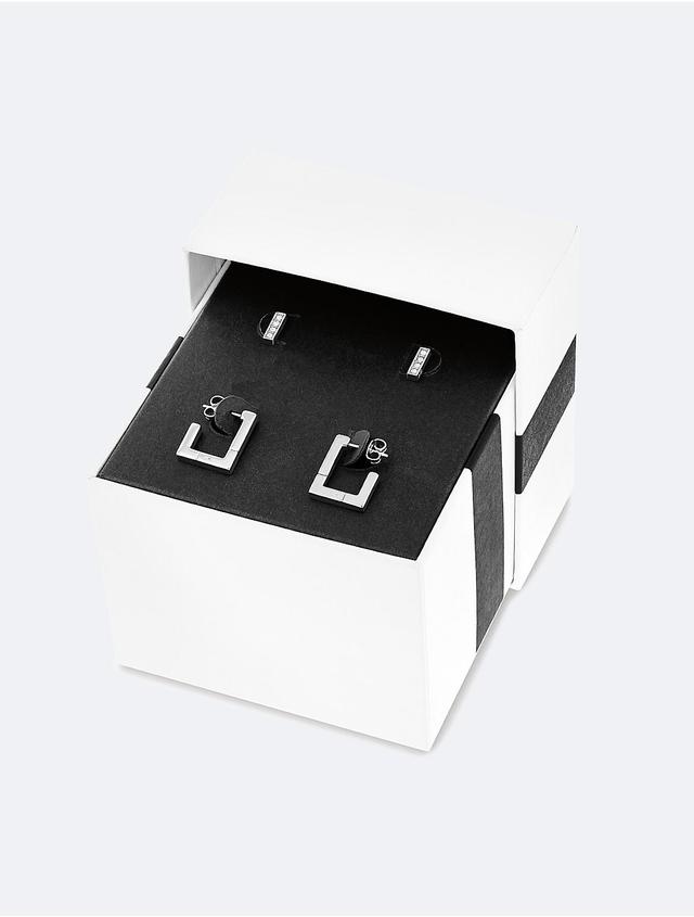 Calvin Klein Silver-Tone Stainless Steel Square Shaped Earring Gift Set, 4 Pieces Product Image