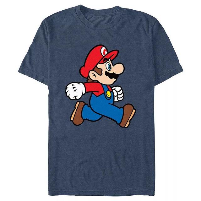 Mens Super Mario Bros Running Profile Graphic Tee Navy Grey Product Image