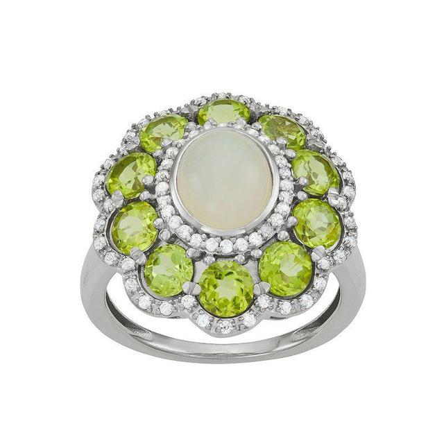 Jewelexcess Sterling Silver Opal, Peridot & Lab-Created White Sapphire Ring, Womens Product Image