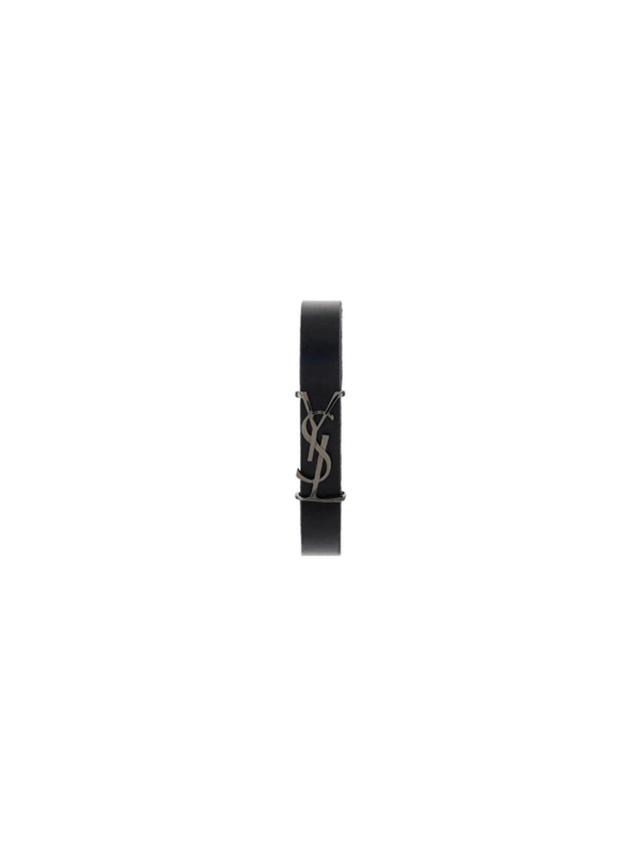 Opyum Monogram Leather Bracelet In Nero Product Image