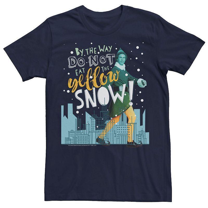 Big & Tall Elf Buddy By The Way Dont Eat The Yellow Snow! Skyline Text Poster Tee, Mens Blue Product Image