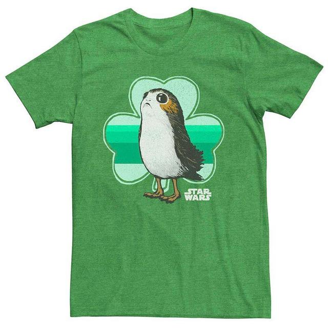 Mens Star Wars Porg Clover Saint Patricks Day Tee Kelly Grey Product Image