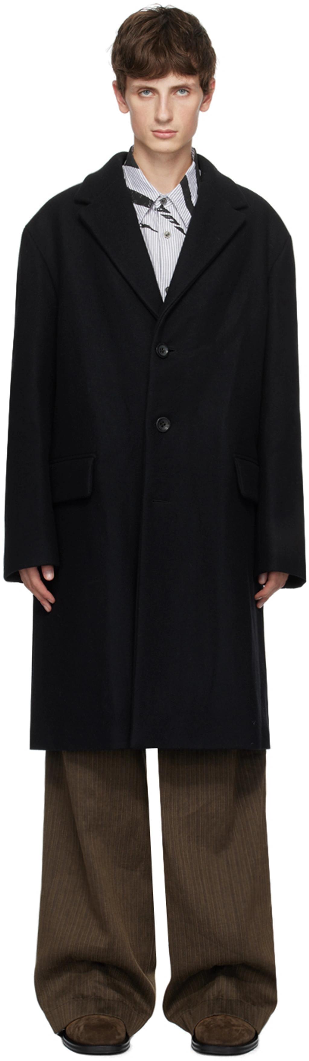 Black Notched Lapel Coat In 900 Black Product Image