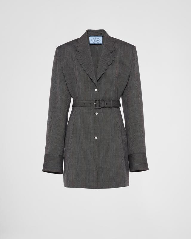 Single-breasted pinstripe wool jacket Product Image