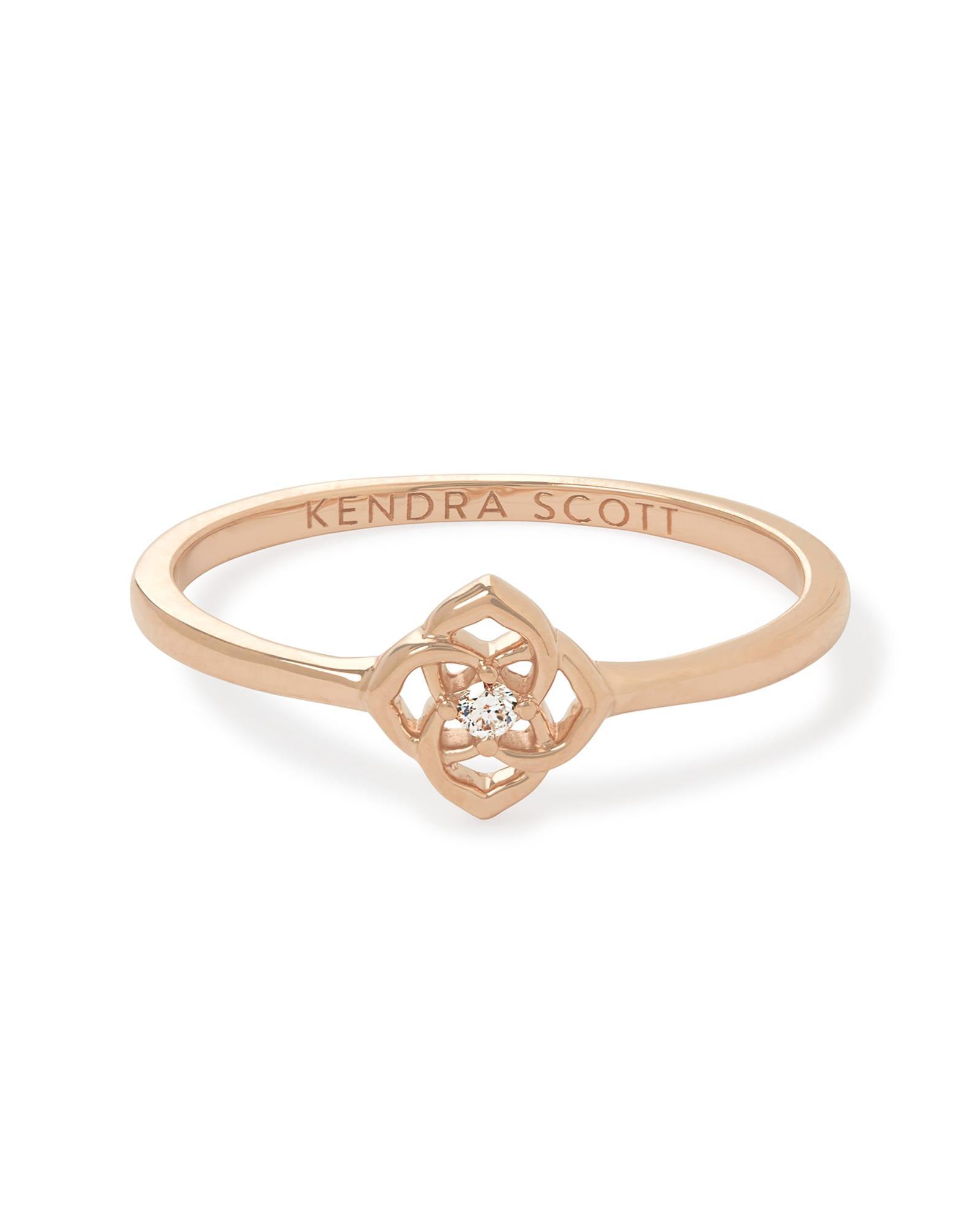 Fleur 14k Rose Gold Band Ring in White Diamond Product Image