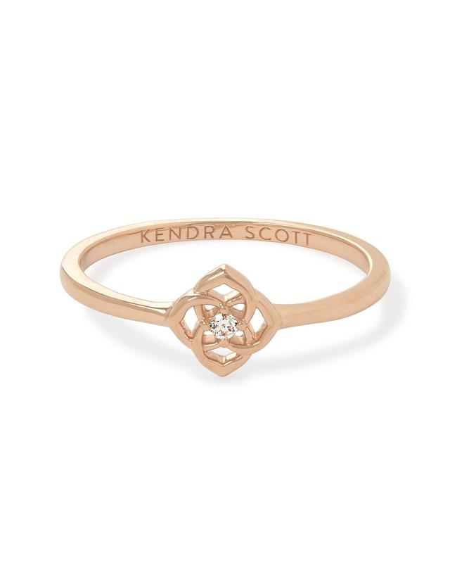 Kendra Scott Fleur 14k Rose Gold Band Ring in White Diamond | Diamonds | Size 7 Product Image