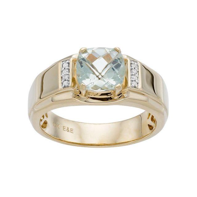 Mens 10k Gold Green Quartz & Diamond Accent Ring Product Image