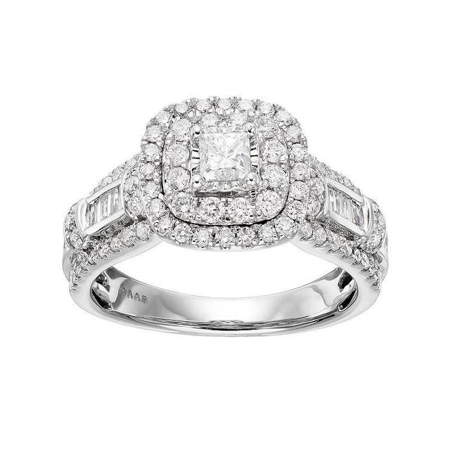 Simply Vera Vera Wang 14k White Gold 1 1/4 Carat T.W. Diamond Square Halo Engagement Ring, Womens Product Image