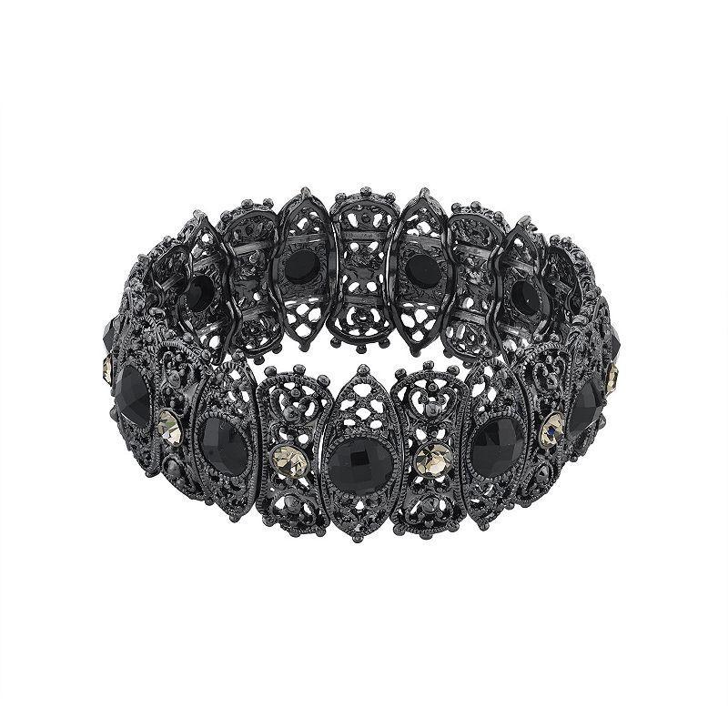 1928 Black-Tone Blue Stretch Bracelet, Womens Product Image