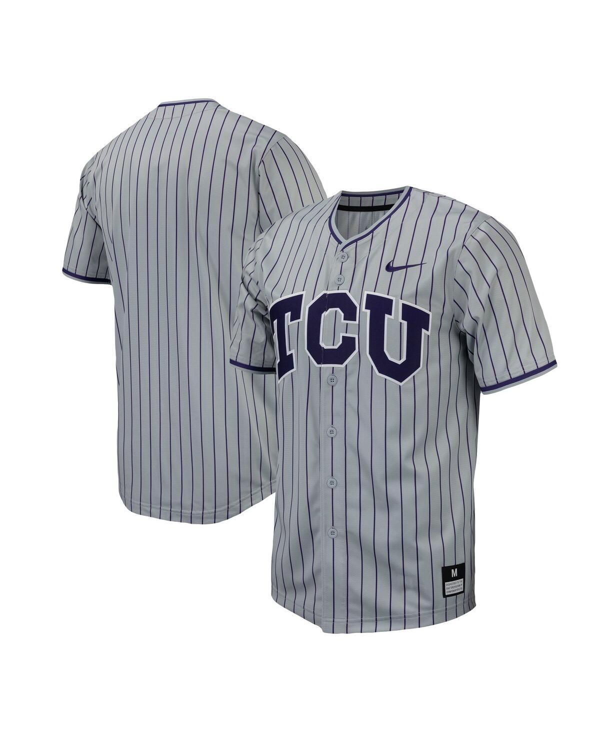 Nike Mens Tcu Horned Frogs Pinstripe Replica Baseball Jersey - Gray Product Image