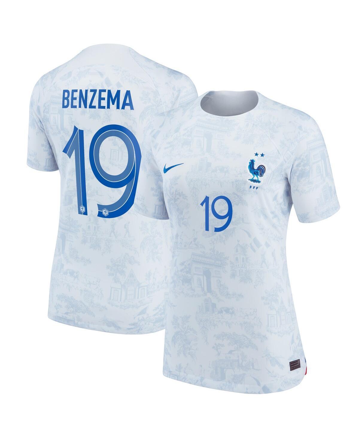 Womens Nike Karim Benzema White France National Team 2022/23 Away Breathe Stadium Replica Player Jersey - White Product Image