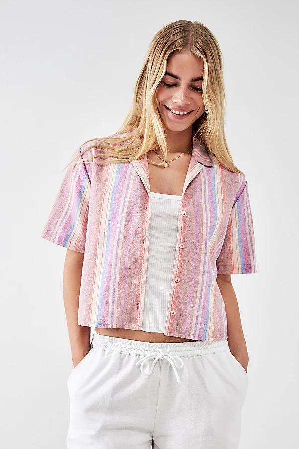 BDG Sunshine Stripe Crop Shirt Top Womens at Urban Outfitters Product Image