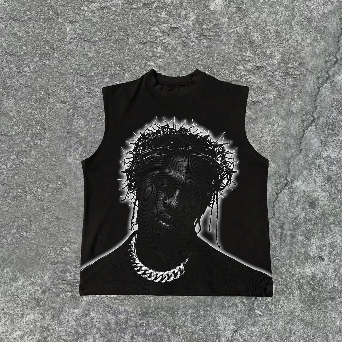 Men's Street Ts Print Cotton Sleeveless Tank Top Product Image