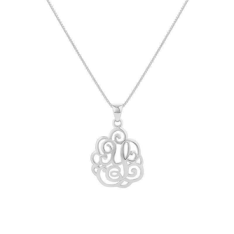 PRIMROSE Sterling Silver Monogram Initial Pendant Necklace, Womens Grey Product Image