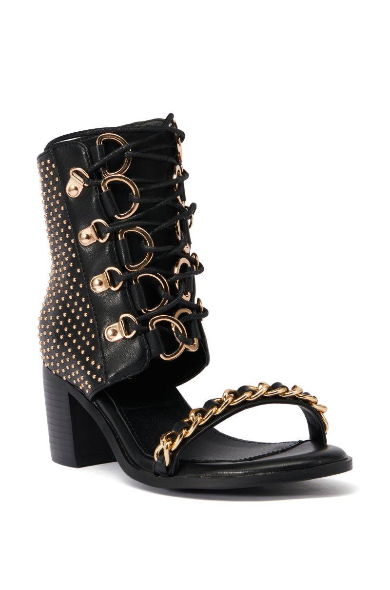 AZALEA WANG IZABELLA BLACK OPEN TOE SANDAL BOOTIE Product Image