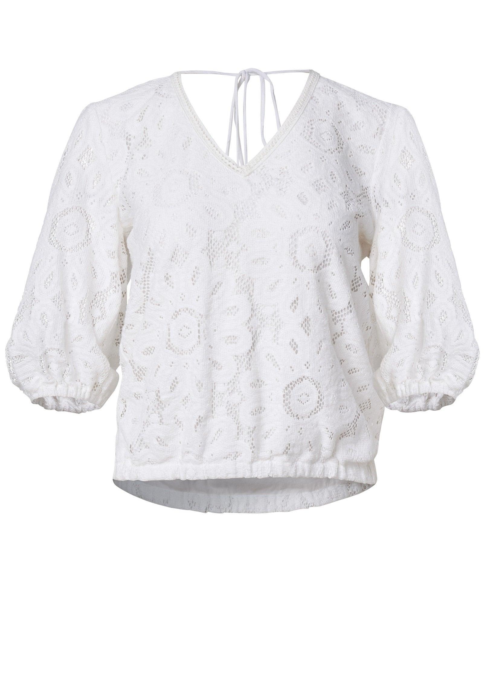 Lace Tie-Back Top - Off White Product Image