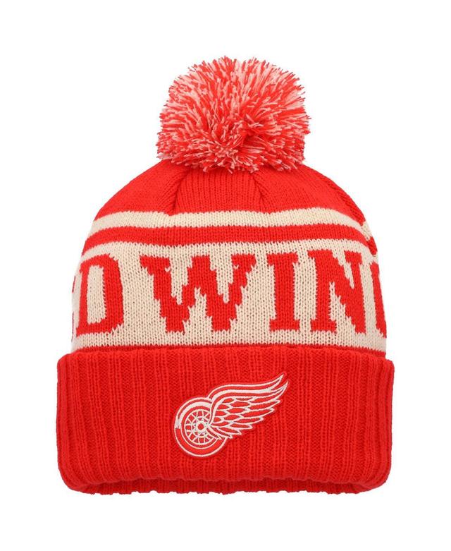 Mens American Needle Red Detroit Red Wings Pillow Line Cuffed Knit Hat with Pom - Red Product Image