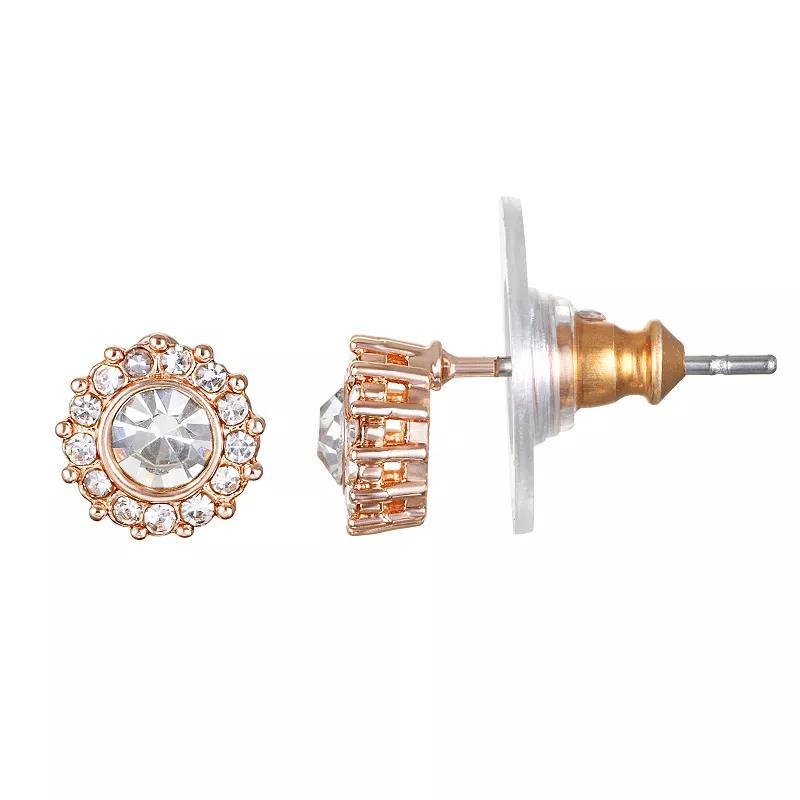 Emberly Rose Gold Tone Small Burst Stud Earrings, Womens, Clear Product Image