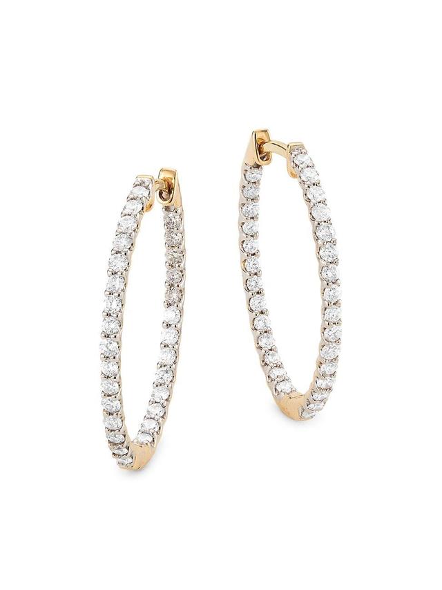 Womens 14K Yellow Gold & 1 TCW Diamond Inside-Out Hoop Earrings Product Image