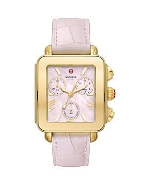 Womens Deco Sport 18K-Gold-Plated & Croc-Embossed Chronograph Watch/34MM x 36MM Product Image