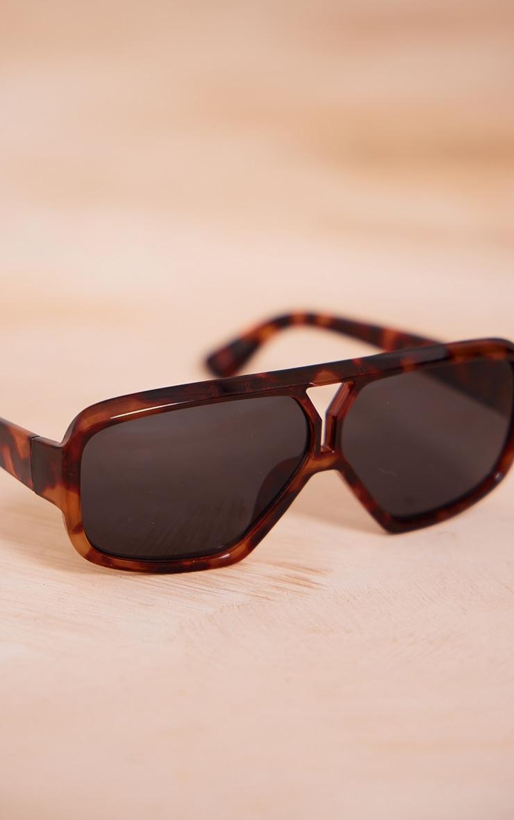 Tortoiseshell Slim Aviator Sunglasses Product Image