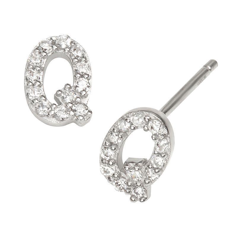 Sophie Miller Sterling Silver Cubic Zirconia Initial Stud Earrings, Womens Product Image